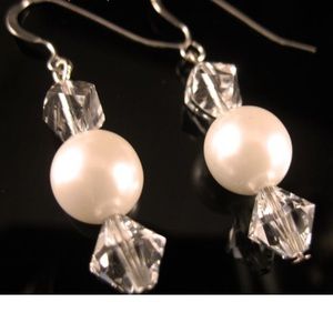 pearl and Swarovski sterling earrings